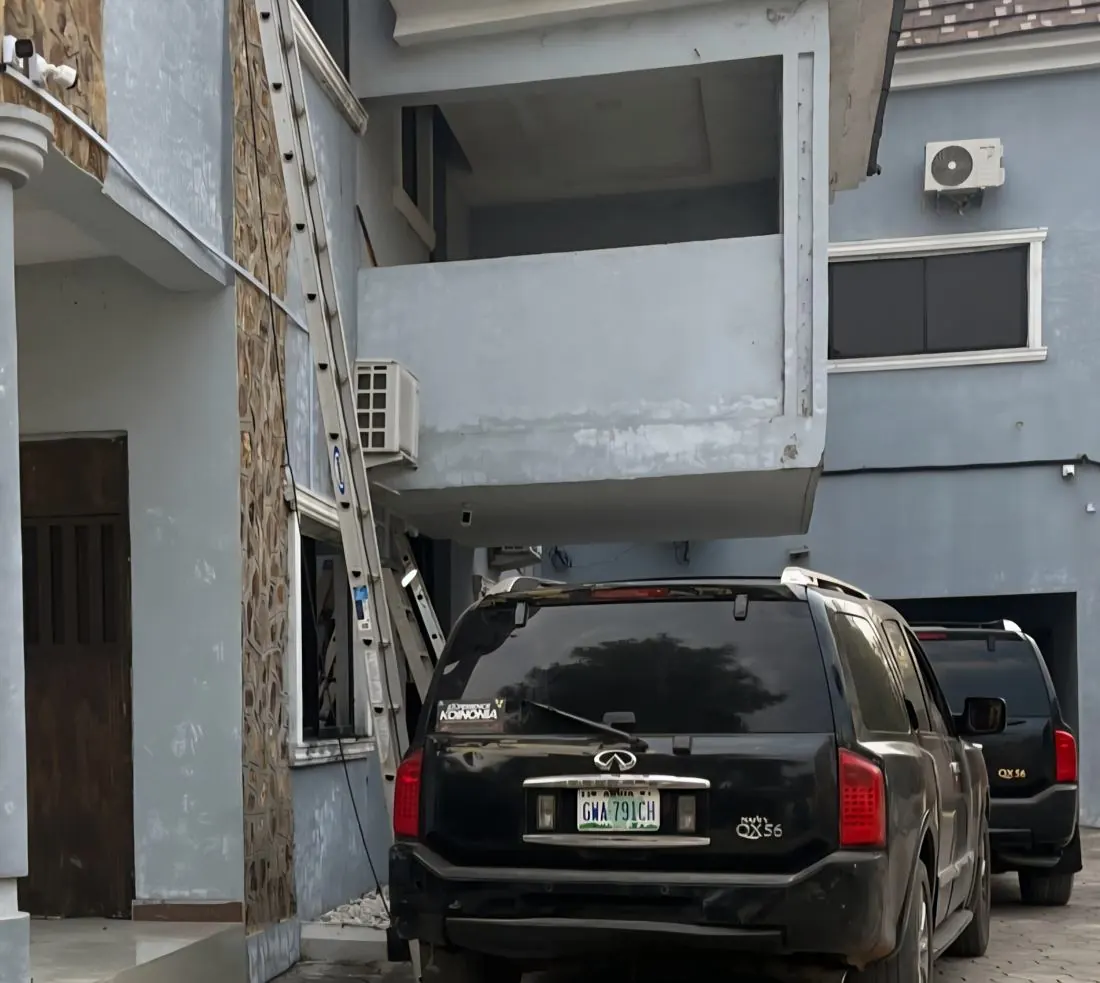 CCTV camera bracket installation on residential building