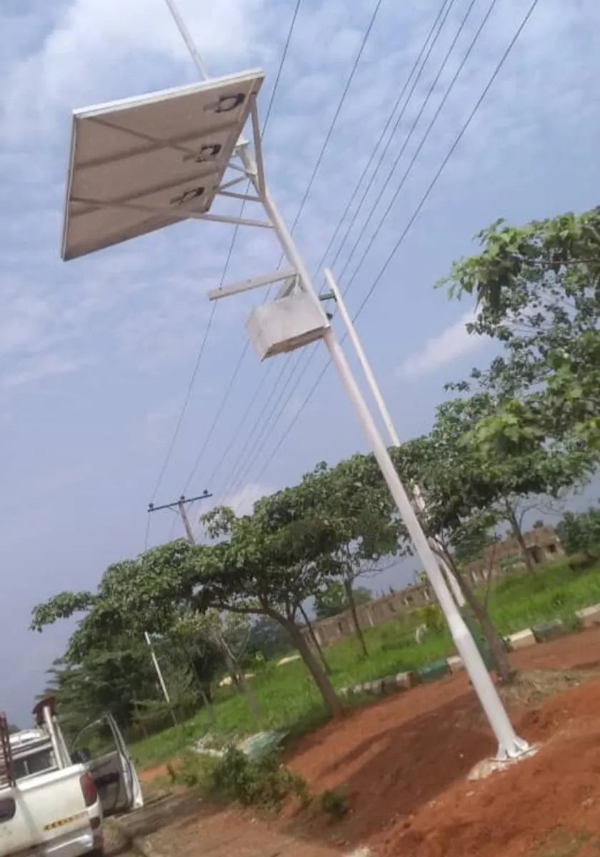 Solar streetlight pole installation
