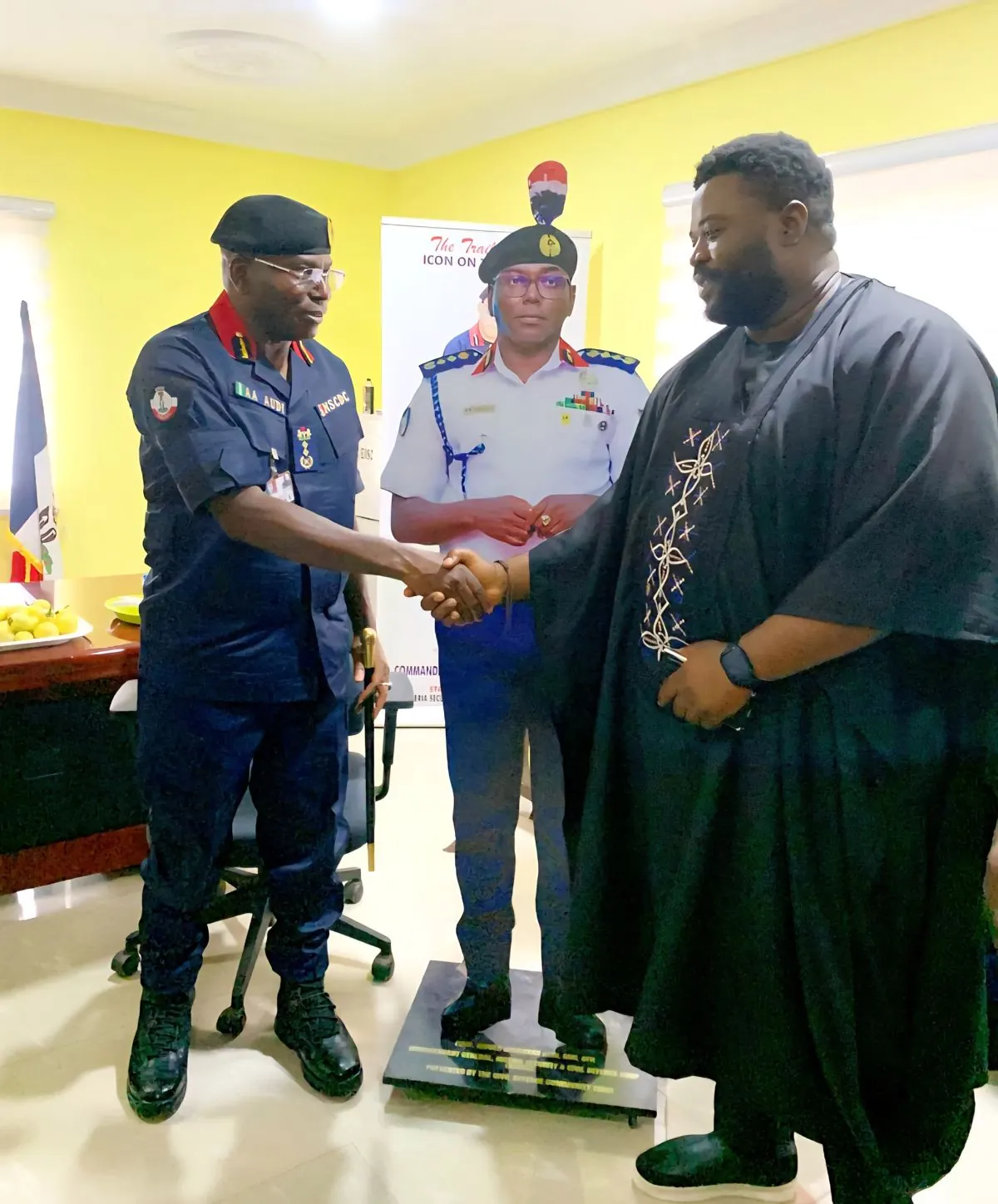 Commandant General Prof. Abubakar Audi and Chairman Meso Egwu at project commissioning, Ebonyi State